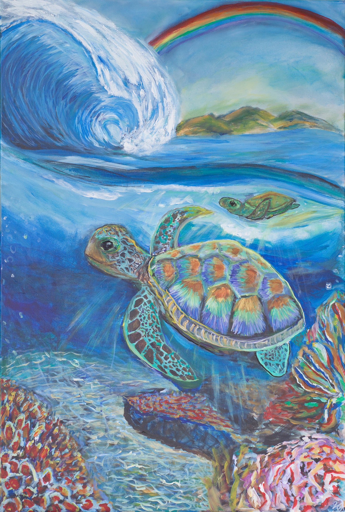 "Honu’s World" – Original Painting by Vanessa Grace
