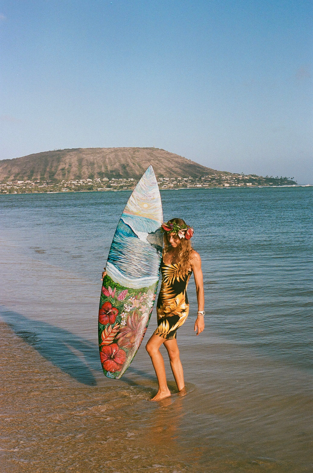 Hand-Painted Surfboard – "Where the Ocean Blooms" by Vanessa Grace