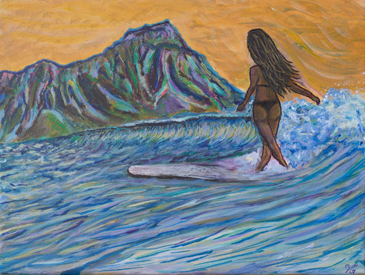 "Sunset with Leahi" - Matted Print